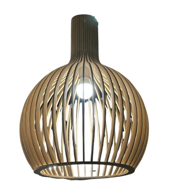 Pendant Light in Dark Basswood Finish & Plywood Material